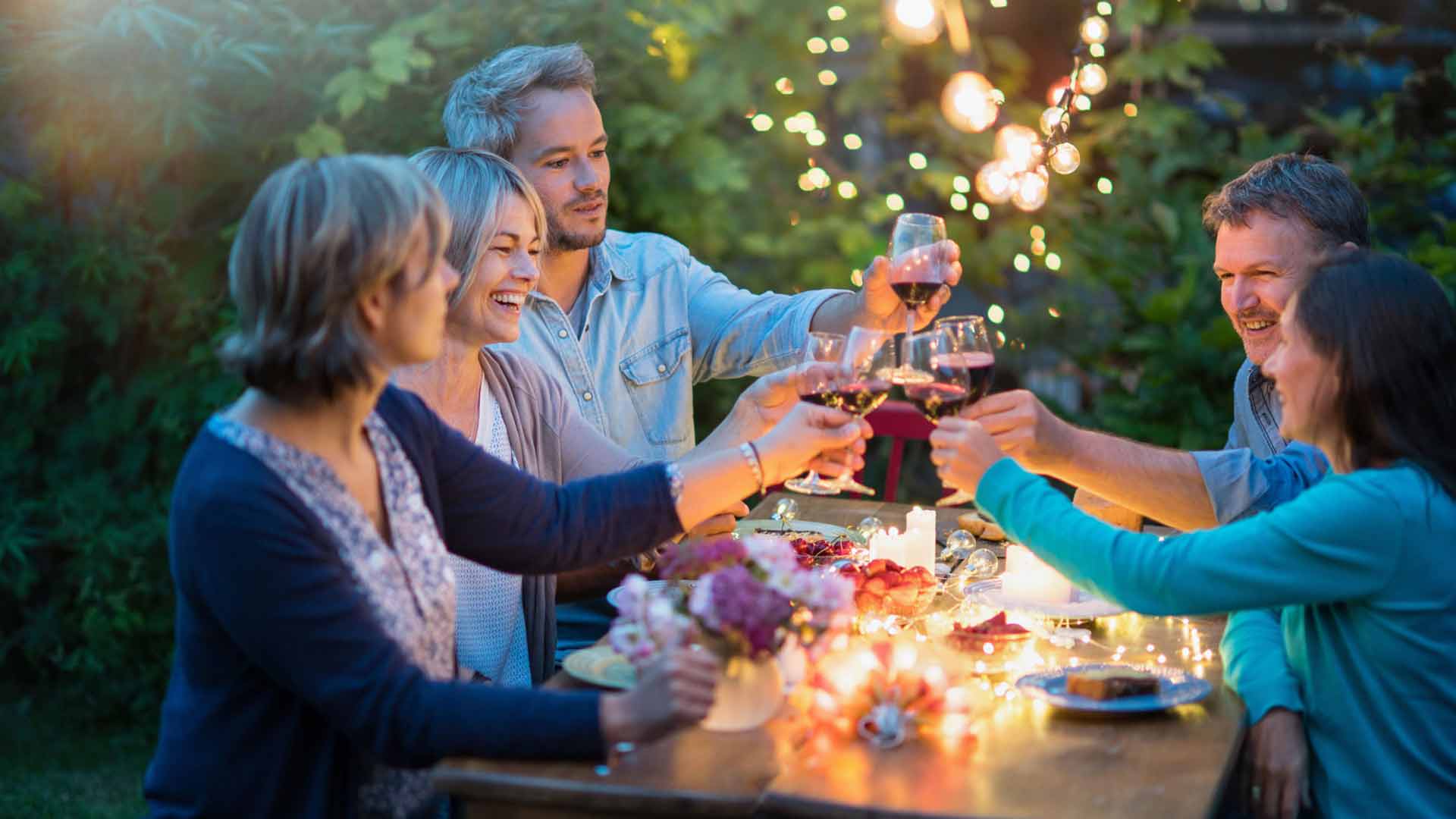 family and friends in garden,