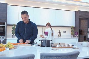 Heather Court, Man and woman in kitchen